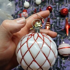Holiday Aisle White Beaded Harlequin Glass Ornament.